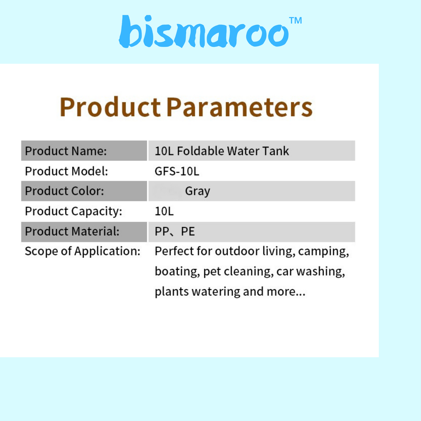 Bismaroo™ 10 Litres Foldable Water Tank